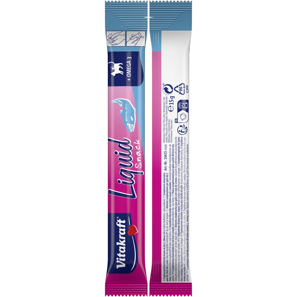 Vitakraft Cat Liquid-Snack, Laks Omega 3 - 90 g.