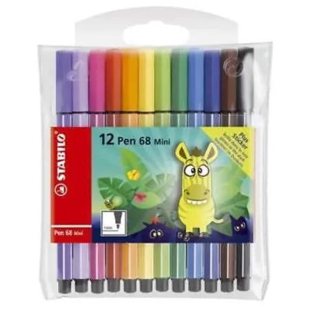 Premium-Filzstift - STABILO Pen 68 Mini - 12er Pack - mit 12 verschiedenen Farben