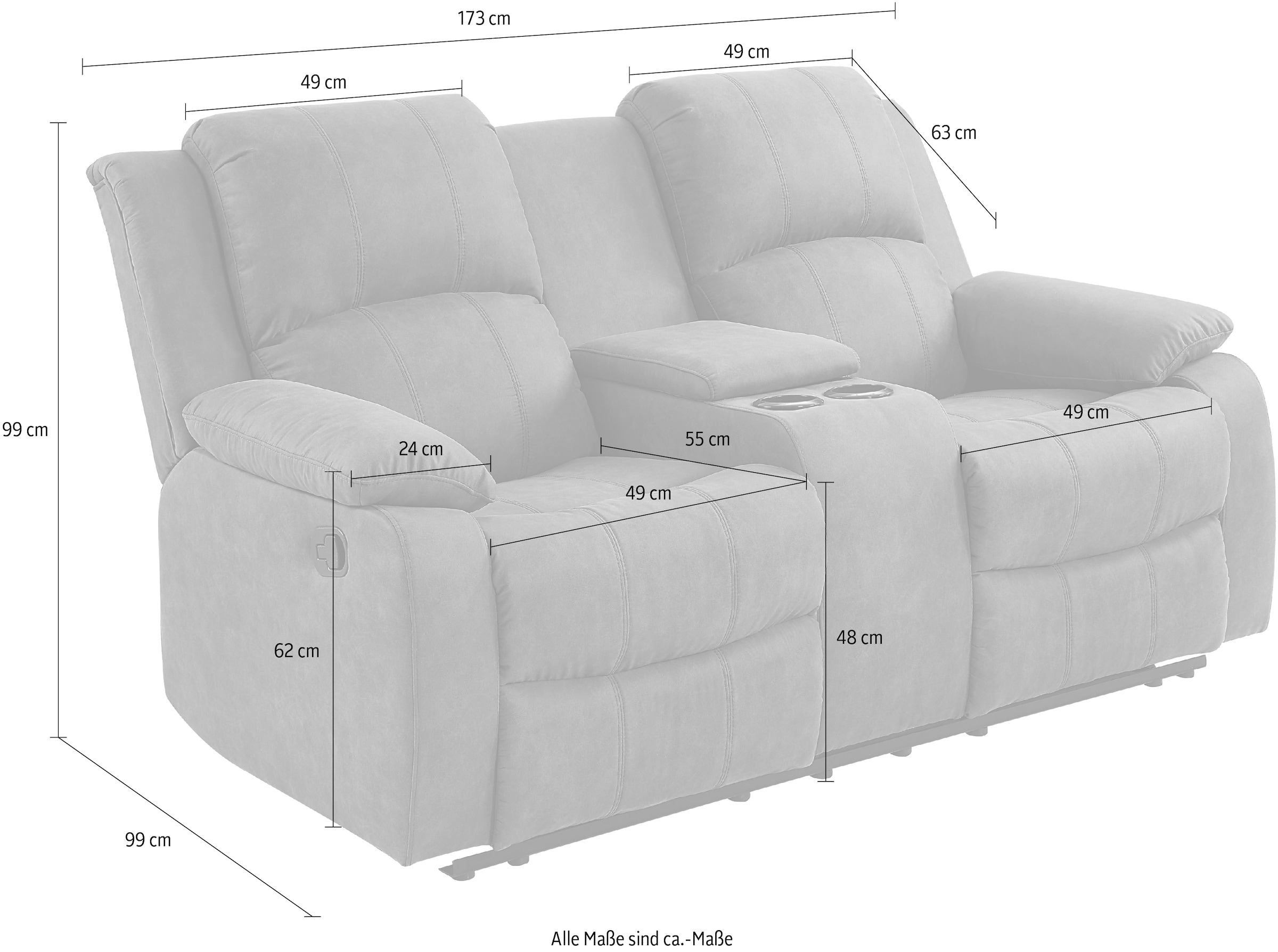 ATLANTIC home collection 2-Sitzer »Cicero« mit Relaxfunktion, Federkern und Getränkehalter