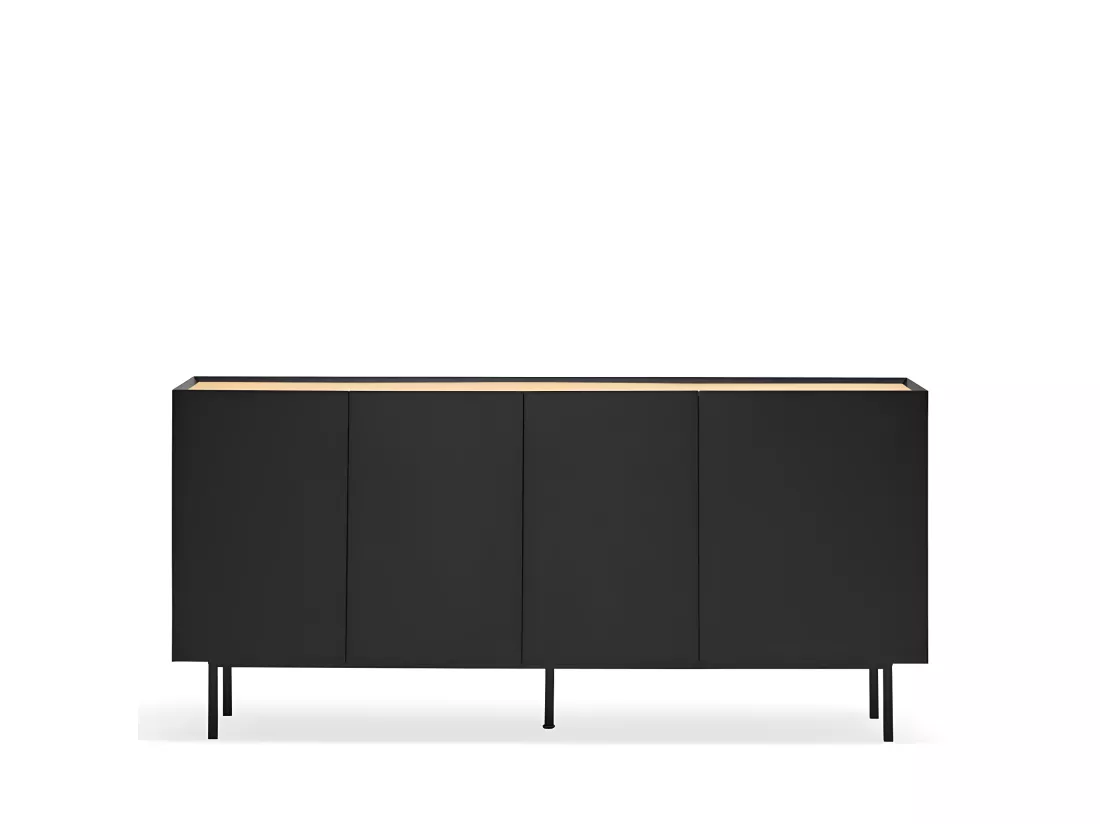 Arista - Buffet en bois 4 portes 3 tiroirs L165cm : Couleur - Noir