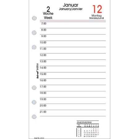 Jüscha Kalendereinlage DIN A7, 1 Woche = 2 Seiten, 2021