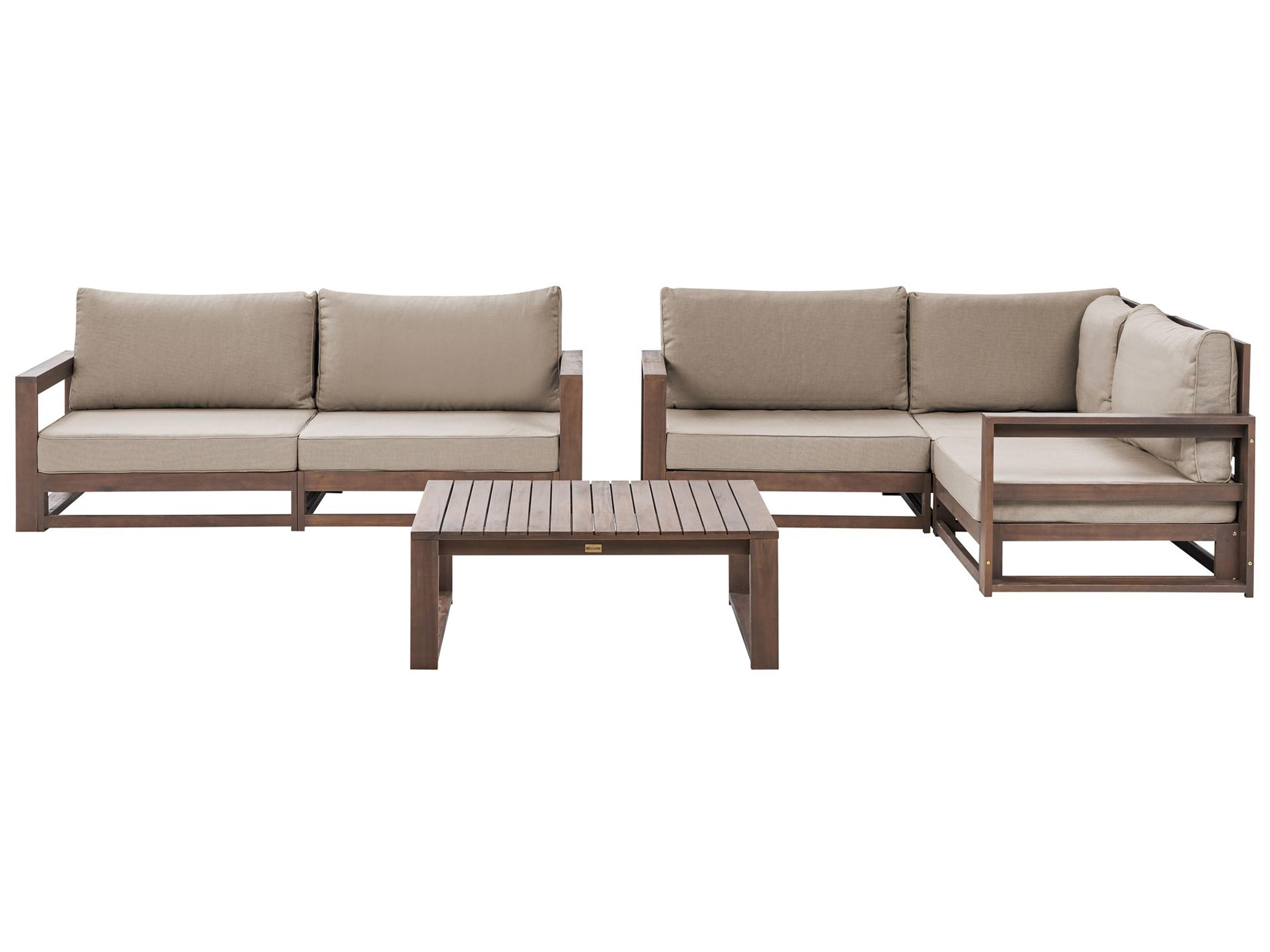 Loungeset met tafel 4-zits TIMOR modulair Gecertificeerd acaciahout Donkerbruin