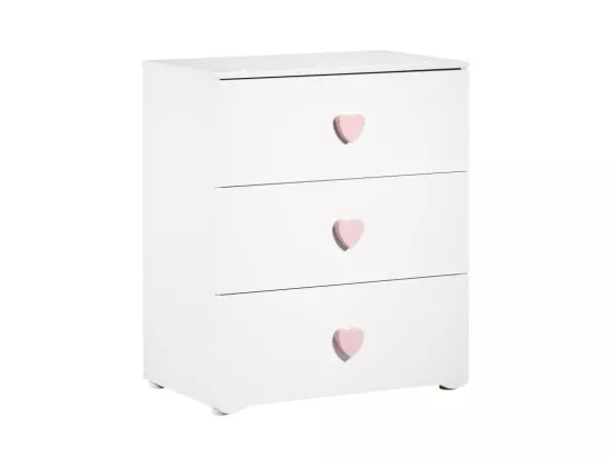 BABY PRICE New Basic Commode a langer 3 tiroirs - Boutons Coeur Rose