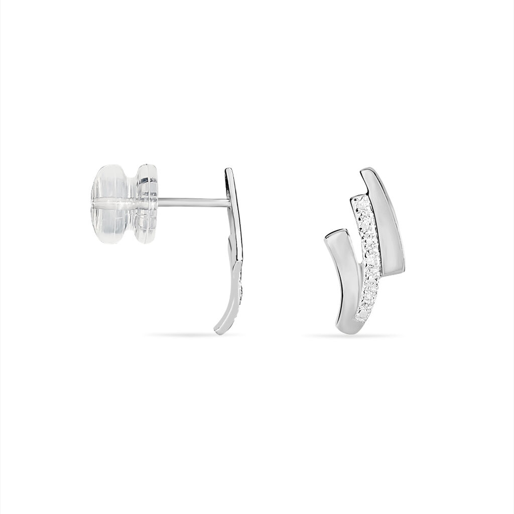 Boucles D'oreilles Puces Ainhoa Or Blanc Diamant