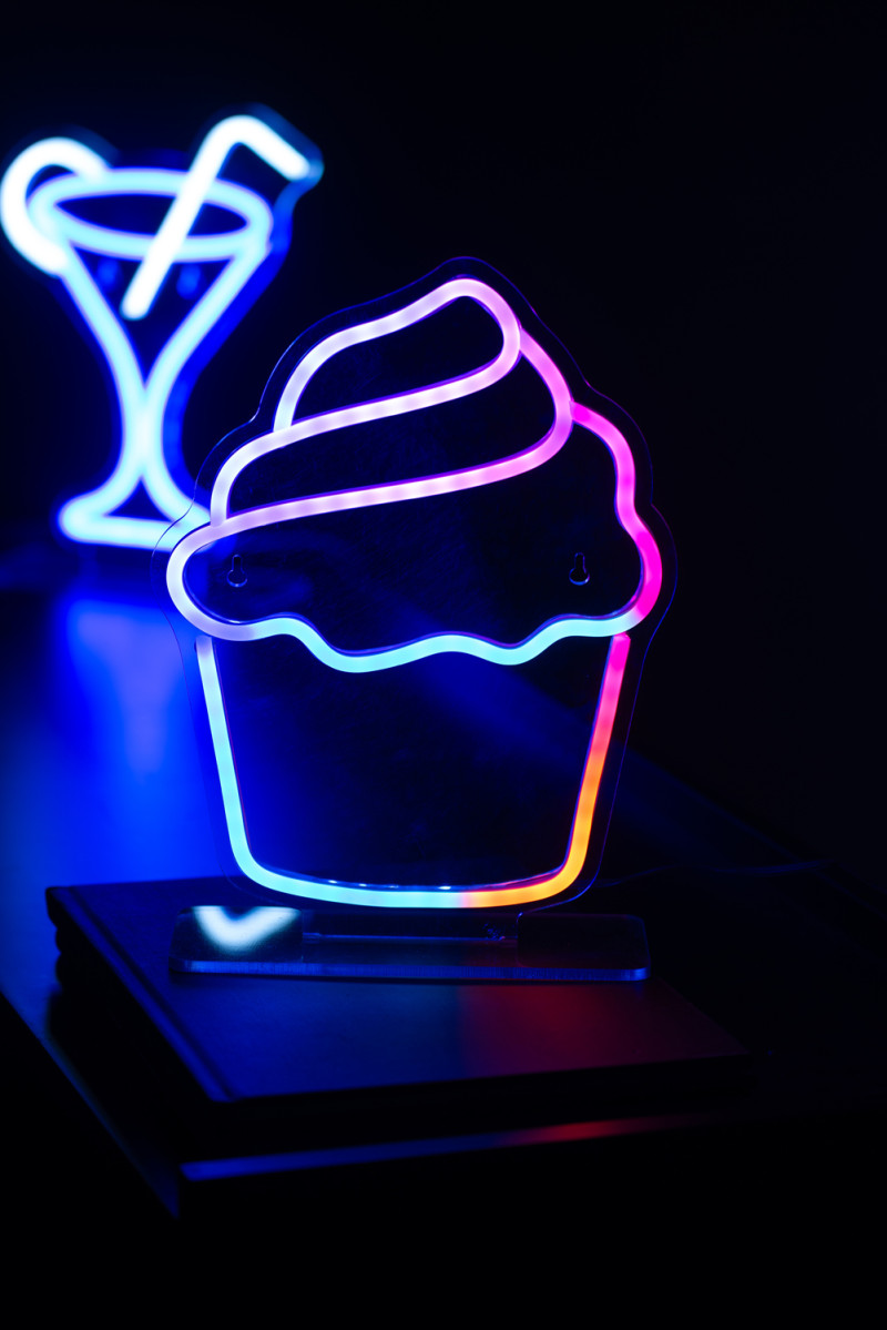 Neon Light Colour Changing Cupcake