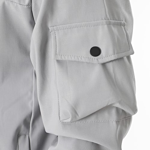 Ensemble Veste Zippée Capuche Et Pantalon Cargo Gris Clair
