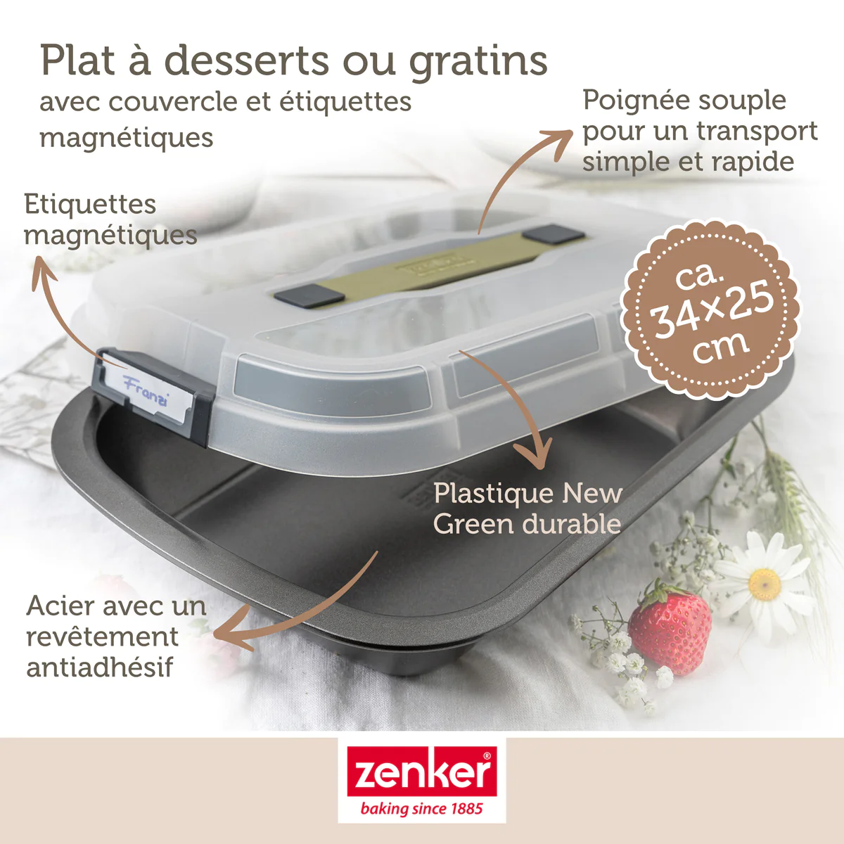 Moule à gâteaux rectangulaire avec couvercle de transport Bake Click a