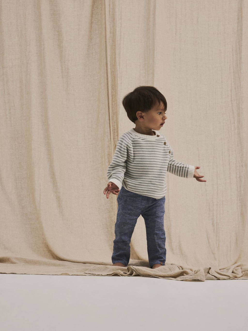 LIL' ATELIER baby gestreepte trui NBMKADIN offwhite/grijs