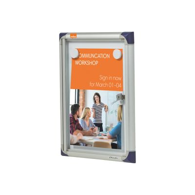 Nobo - Vitrine intérieure A4 (210 x 297 mm) - cadre aluminium fond métal