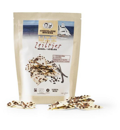 Chocolatemakers Bio Chocozeiltjes Wit Vanille Met Cacaonibs Bio (100 gr)