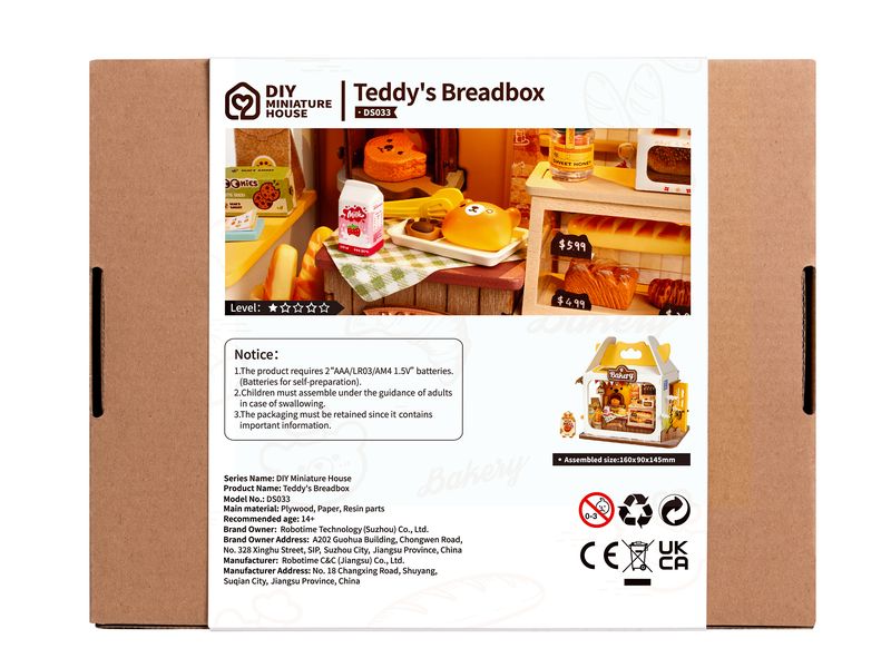 RoboTime Bausatz Teddy's Brotbox 3D-Puzzle aus lasergeschnittenen Holzteilen
