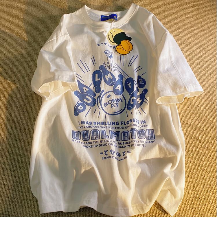 Rosesand - Oversized T-shirt met korte mouwen en letterprint
