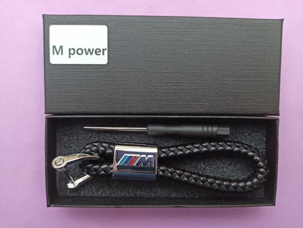 M Sport M Power Braided Leather Keyring Key Chain Fob BMW Gift