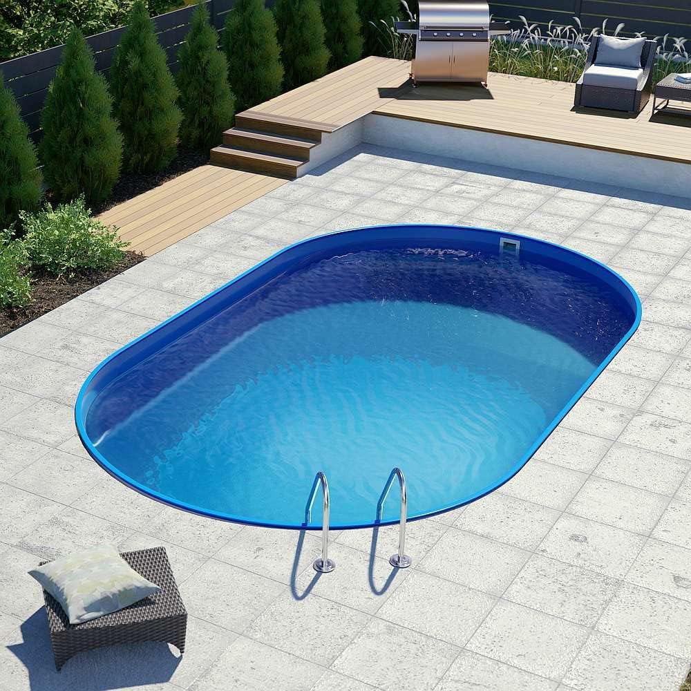 POOL Total Poolset Silber Oval Ø4,50 x 2,50x 1,20m eingelassen, Blau