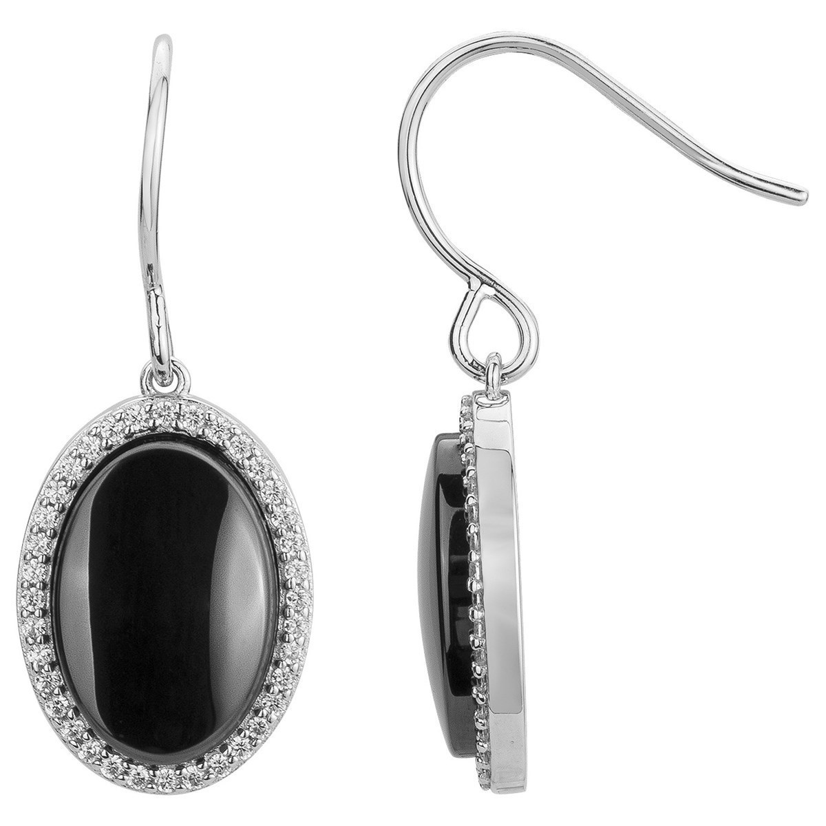 Boucles d'oreilles pendantes en Argent 925 millièmes et oxyde de zirconium - blanc brillant