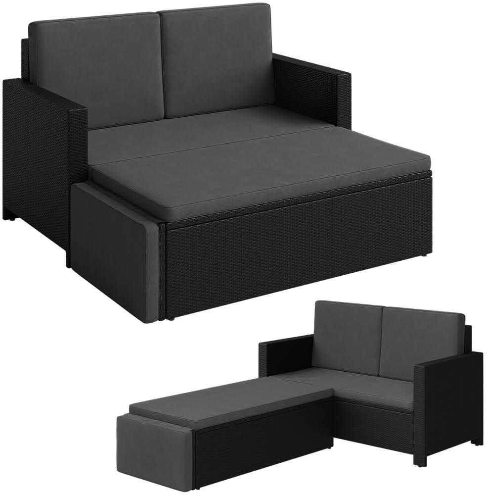 STEELSØN 'Elnath' Polyrattan Gartensofa 2er-Sitzer mit Hocker
