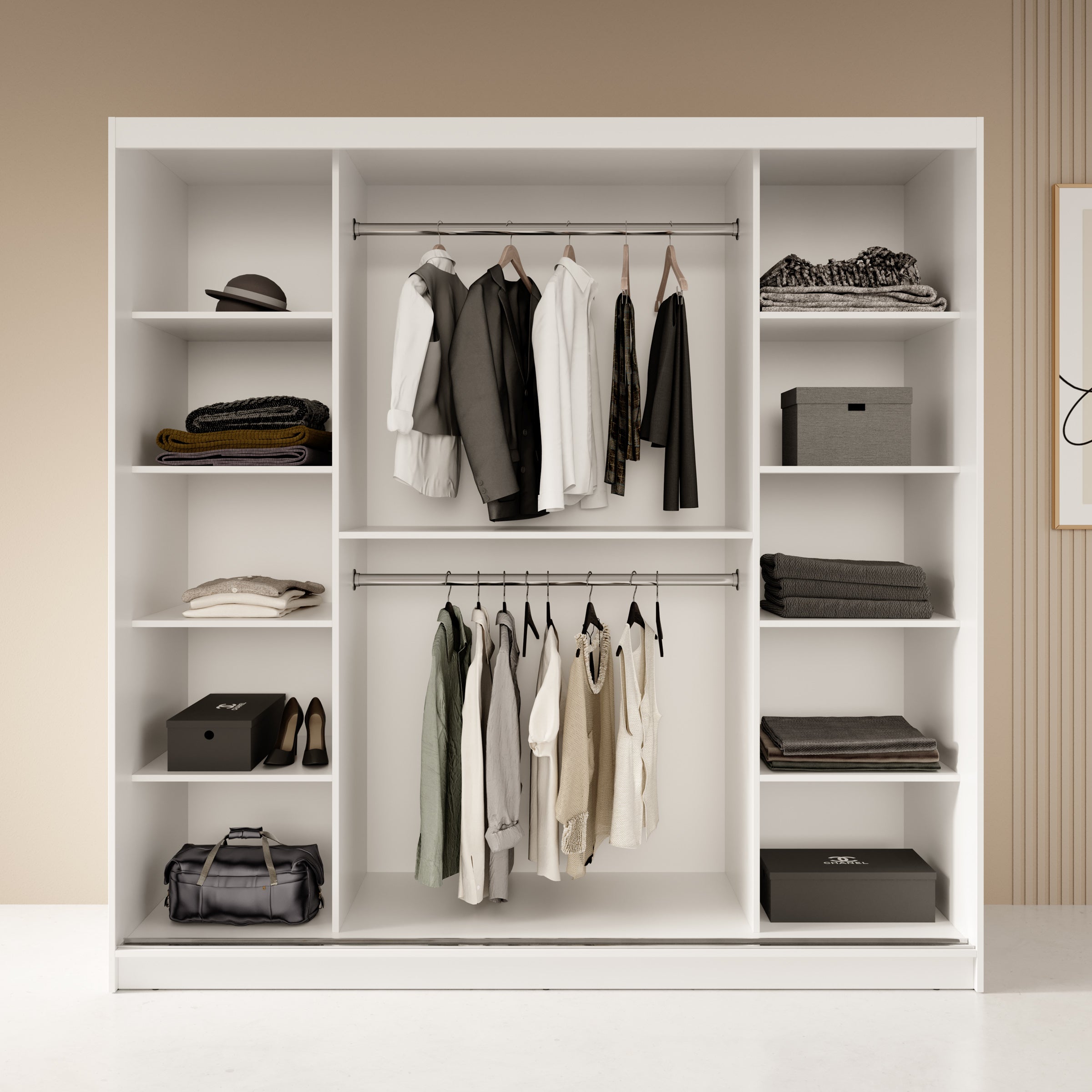 Fessaro - Kledingkast - Wit - 200x62x200 cm