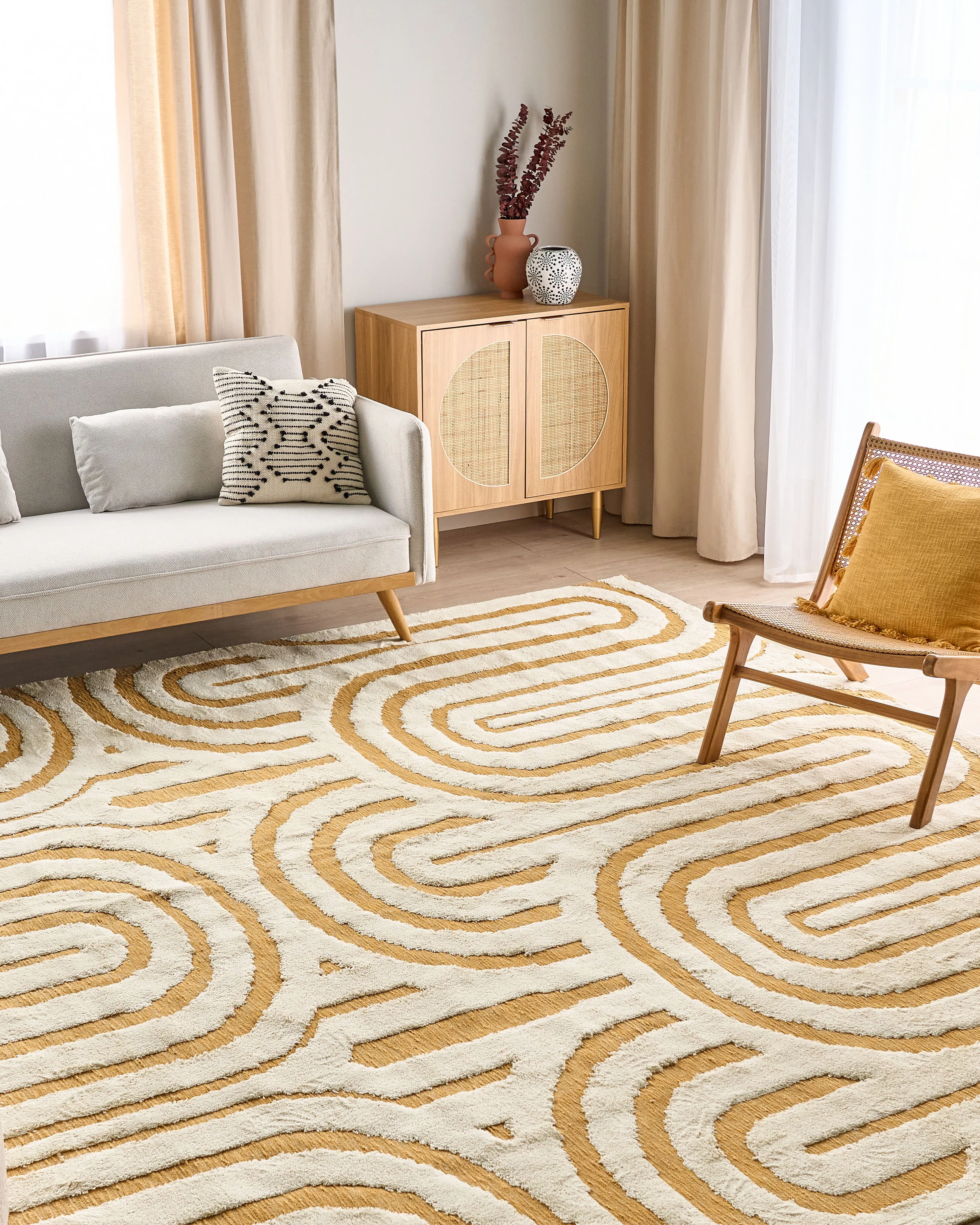 Vloerkleed PERAI Geel 300 x 400 cm Katoen