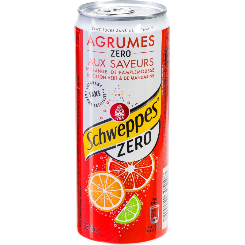 Schweppes Agrum Zero 33 cl - 24 canettes