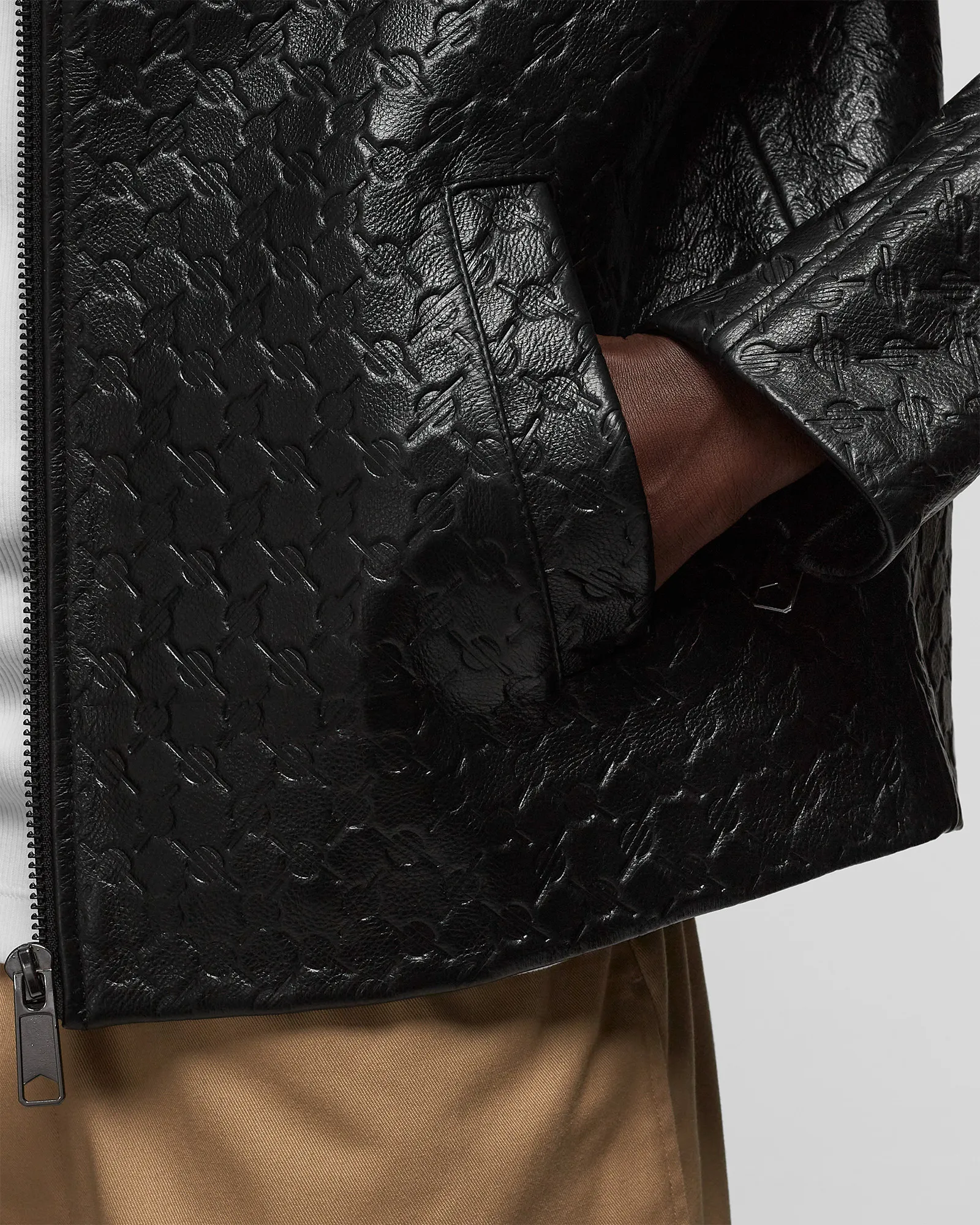 Daily Paper silence monogram leather jacket
