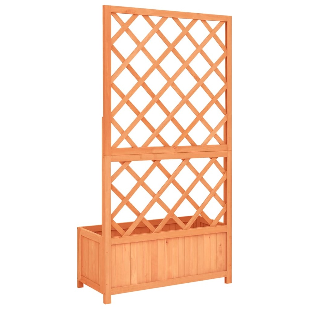 Jardinière à treillis jardin marron 70x30x135 cm bois de sapin