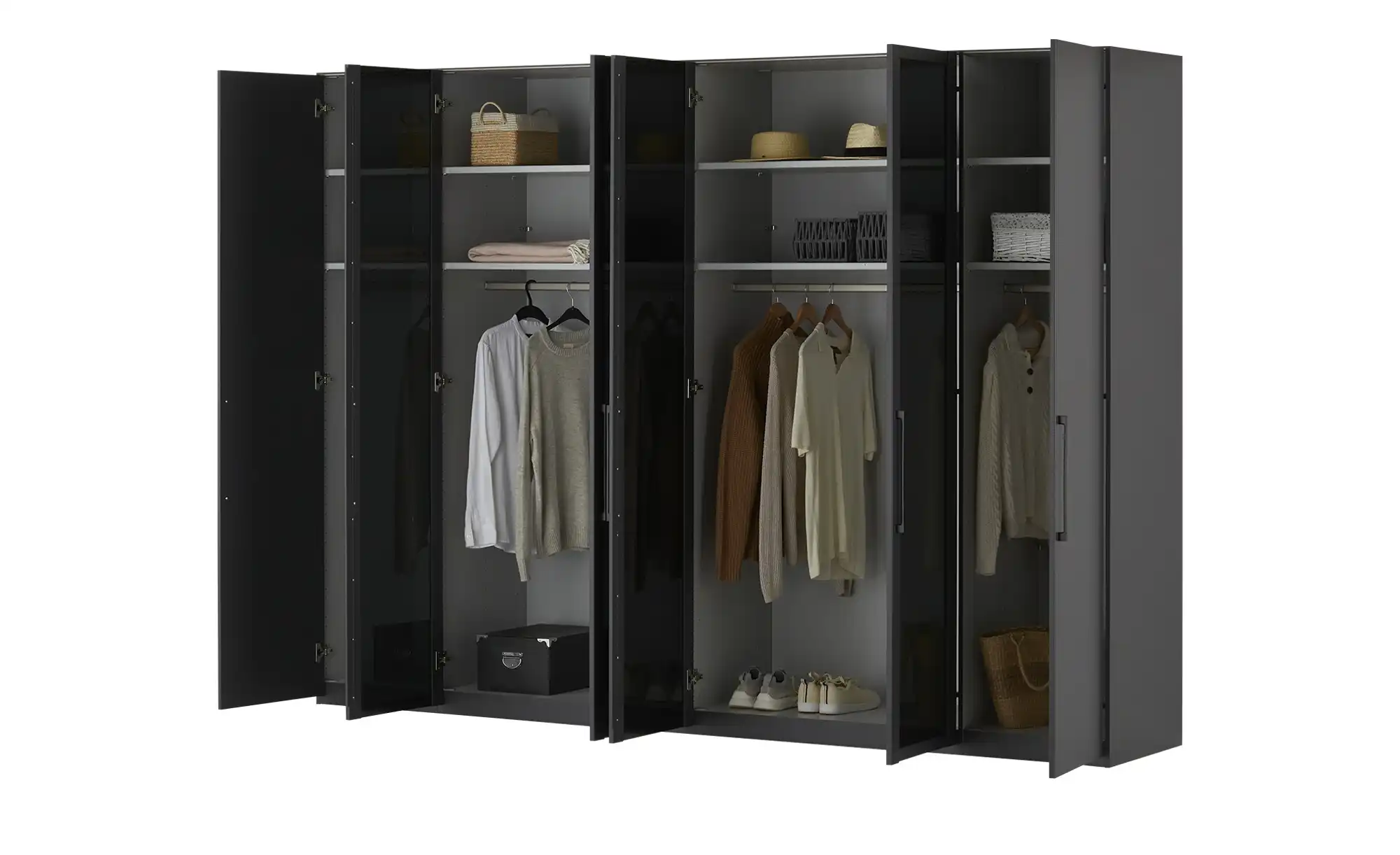 Drehtürenschrank 300 cm mit Glastüren Uma
