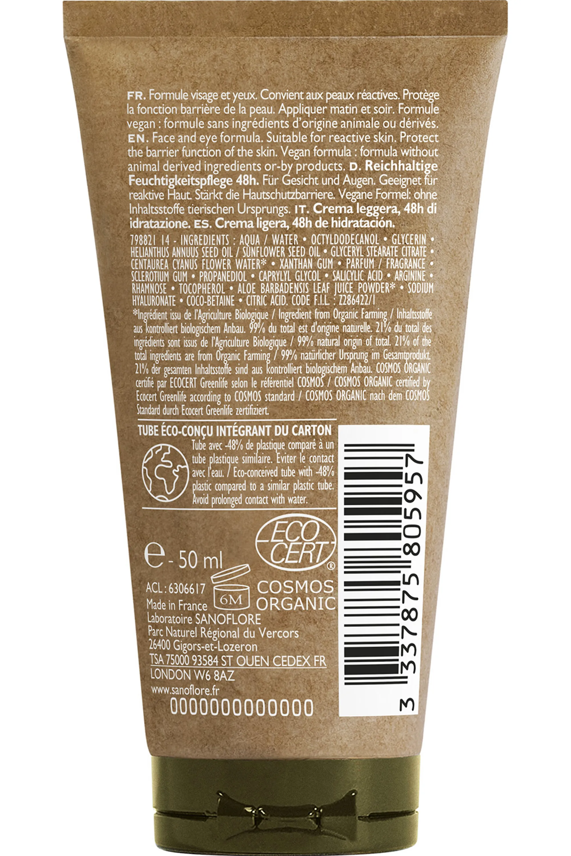 Sanoflore Crème légère hydratante apaisante Aciana Botanica-50 ml