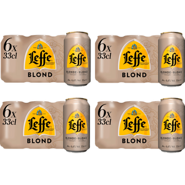 Leffe - Blond Belgisch Abdijbier - Blik - 4 x 6 x 330ML