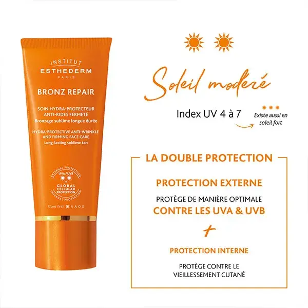 Protetor solar Esthederm Bronz Repair, proteção solar moderada, 50ml