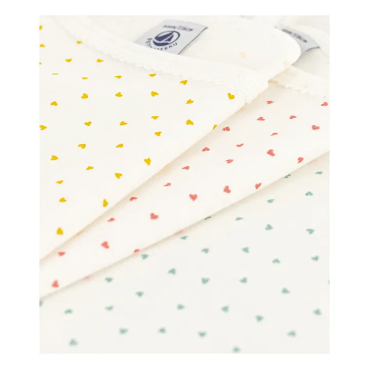 Petit Bateau Lot 3 Débardeurs Mini Cœurs | Ecru