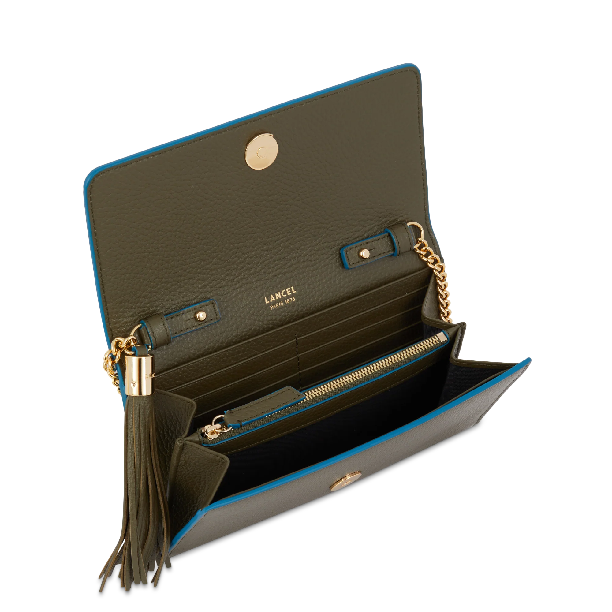 Portefeuille chaîne Premier Flirt de Lancel-Kaki fonce
