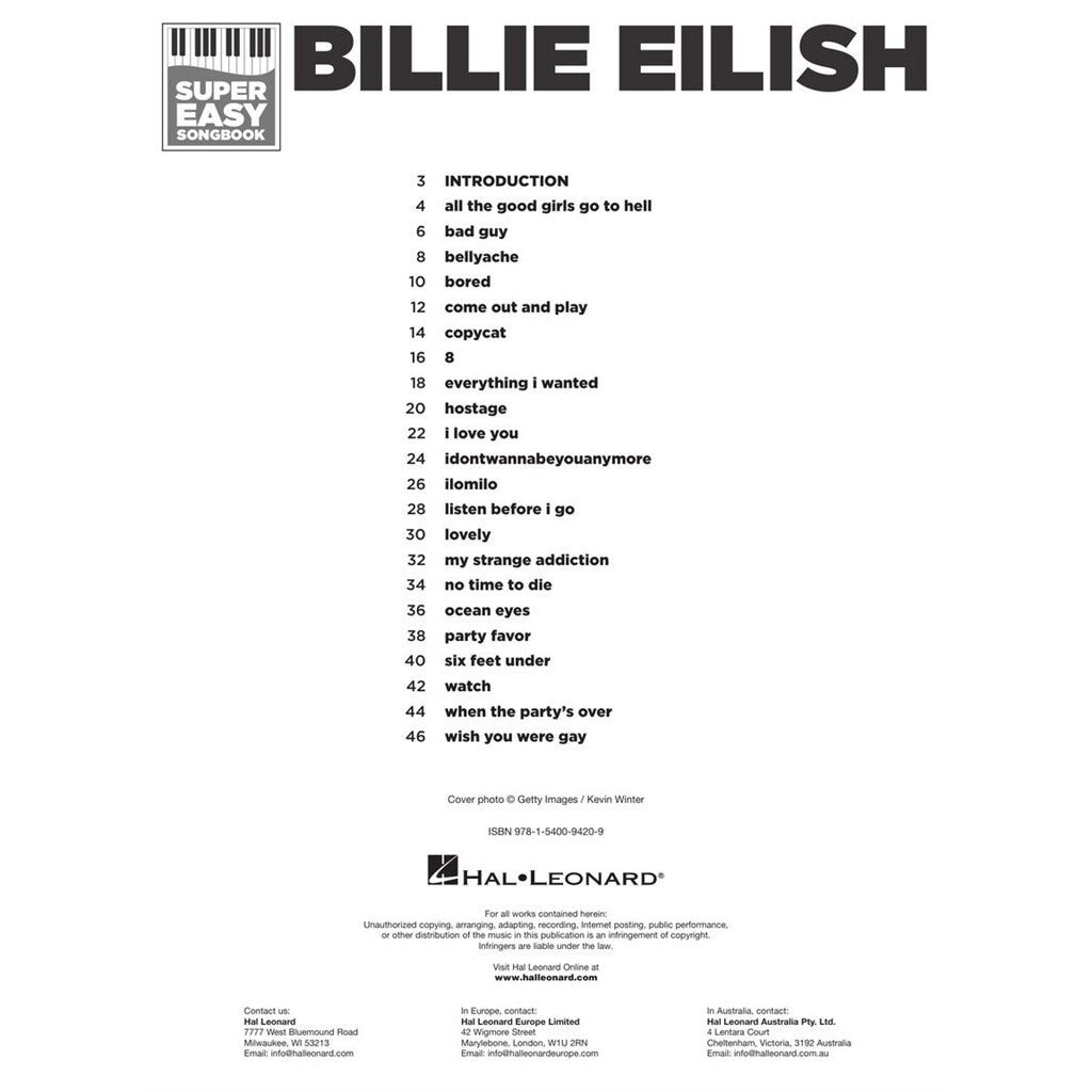 Hal Leonard Billie Eilish - Super Easy Songbook boek voor piano