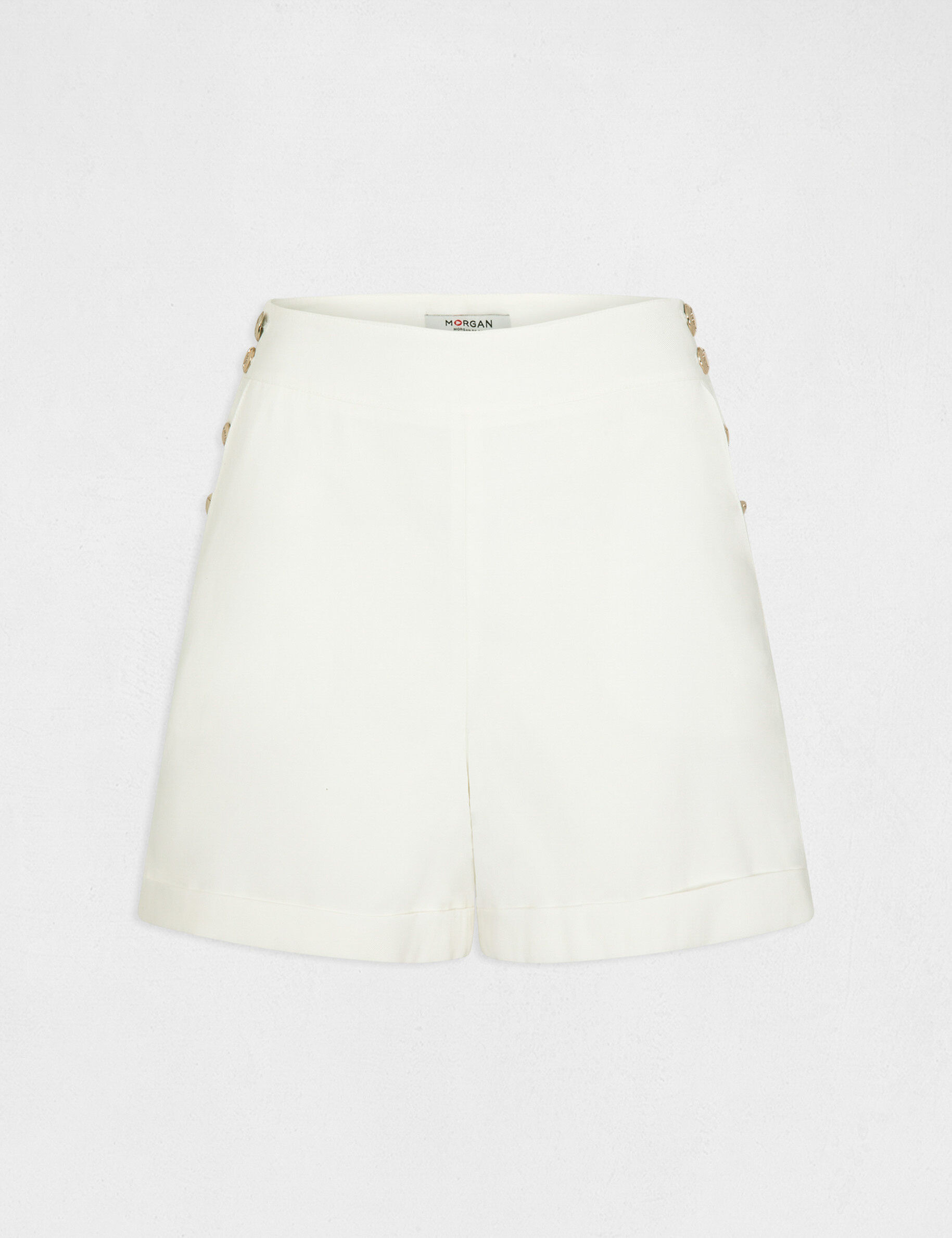 Short droit fluide à ponts ecru femme - ecru