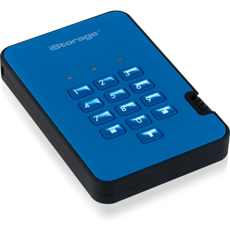 iStorage diskAshur2 256-bit 2TB SB 3.1 secure encrypted hard drive - Blue IS-DA2-256-2000-BE