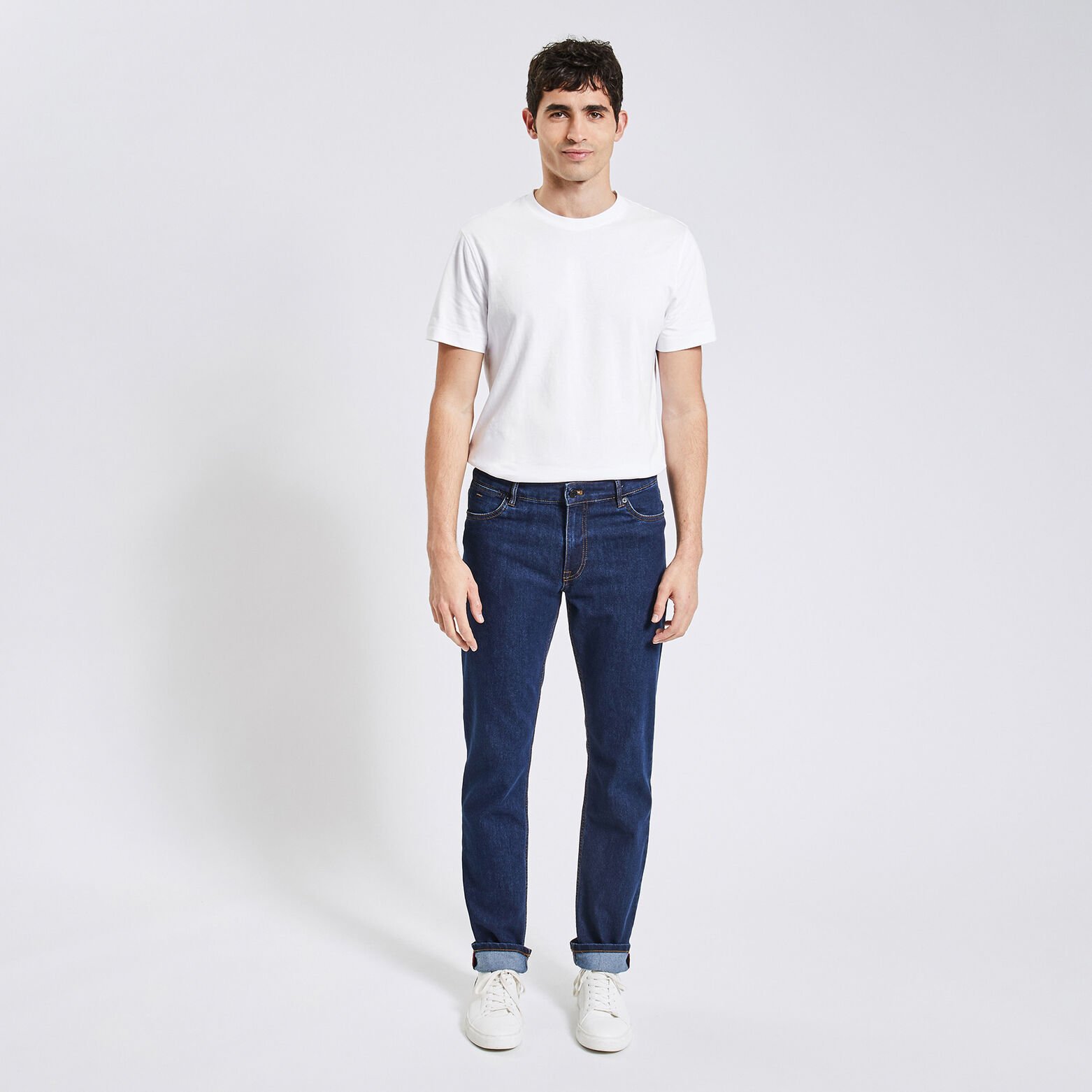 Jean regular en coton et polyester recyclés Bleu
