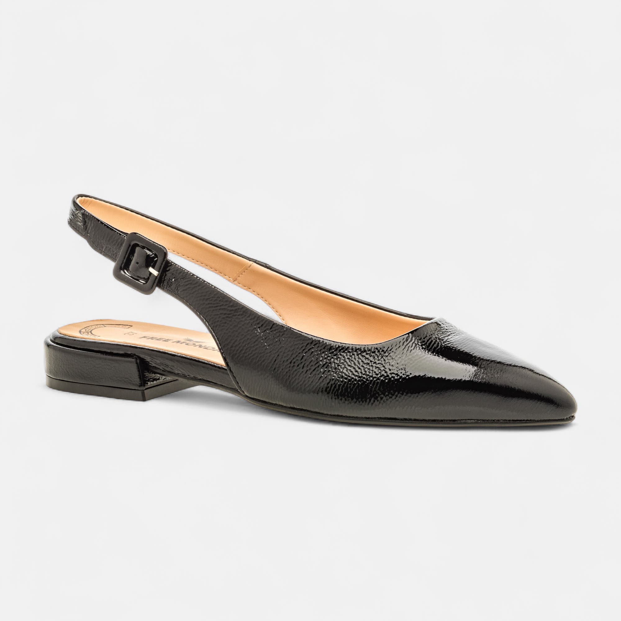 Escarpins avec bride arrière Femme en cuir noir vernis