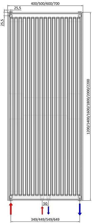ECA - Verticale Radiator - Wit - 200x50 cm - 2710 Watt - Type 22