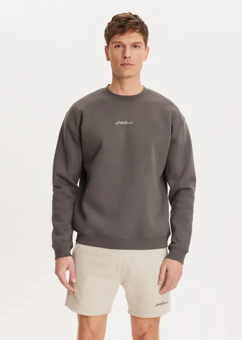 Brushed written sweater bruin (BRN.CH)