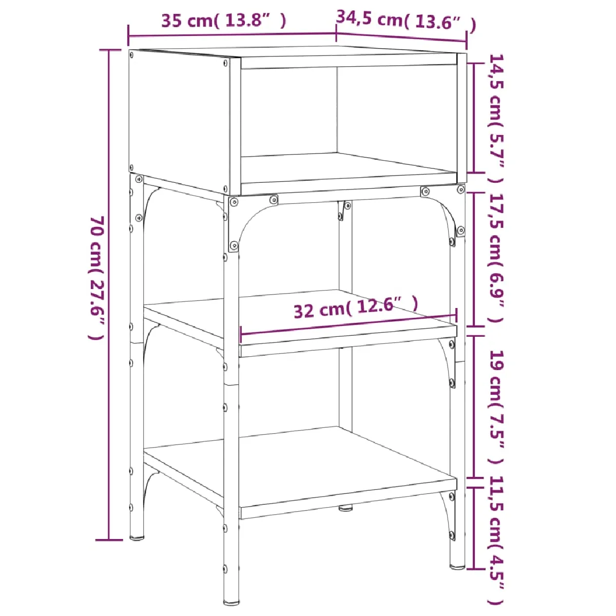vidaXL Tables de chevet - Noir