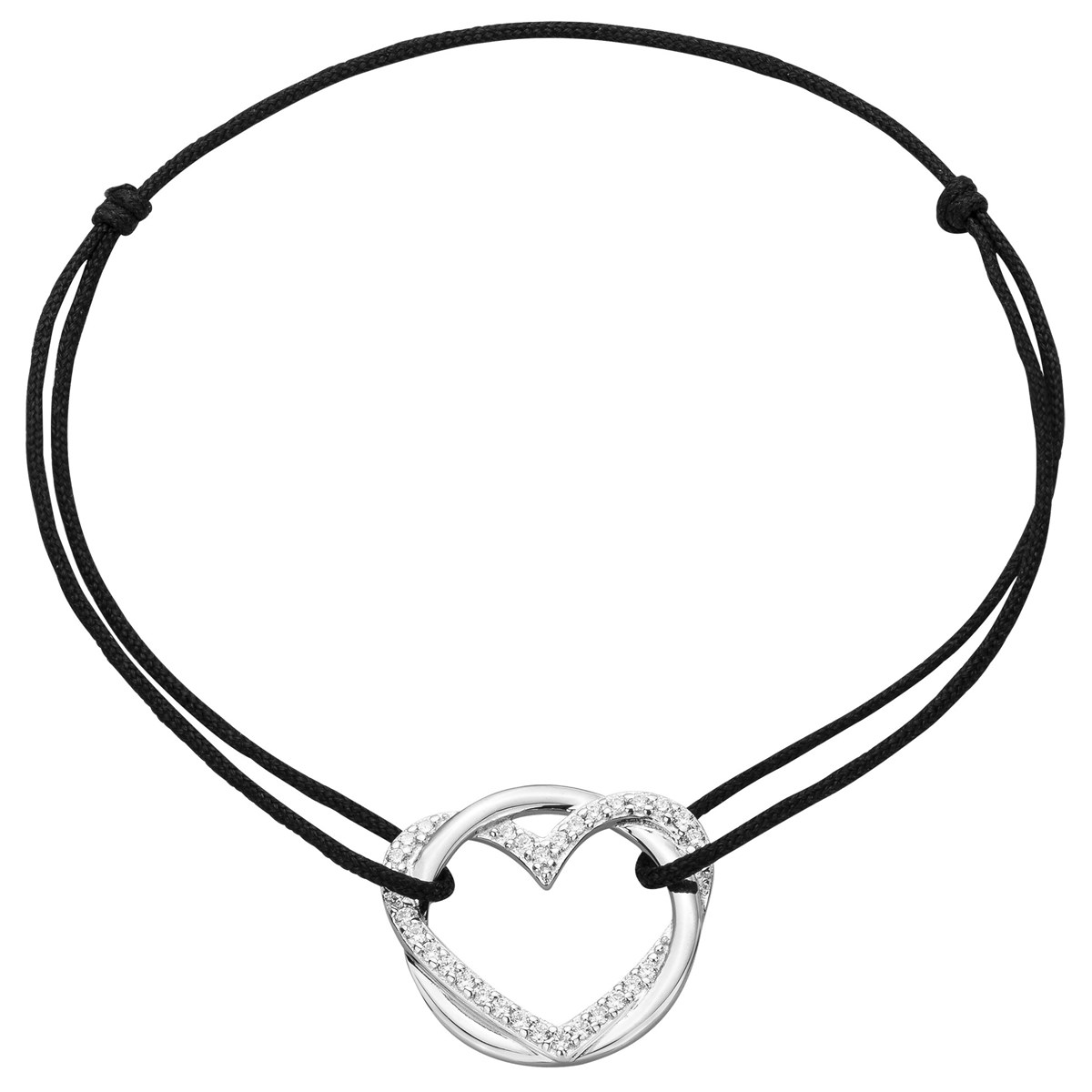Bracelet souple mono-motif en Argent avec oxyde de zirconium blanc