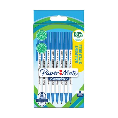 Paper Mate Kilometrico - 8 Stylos à bille - bleu