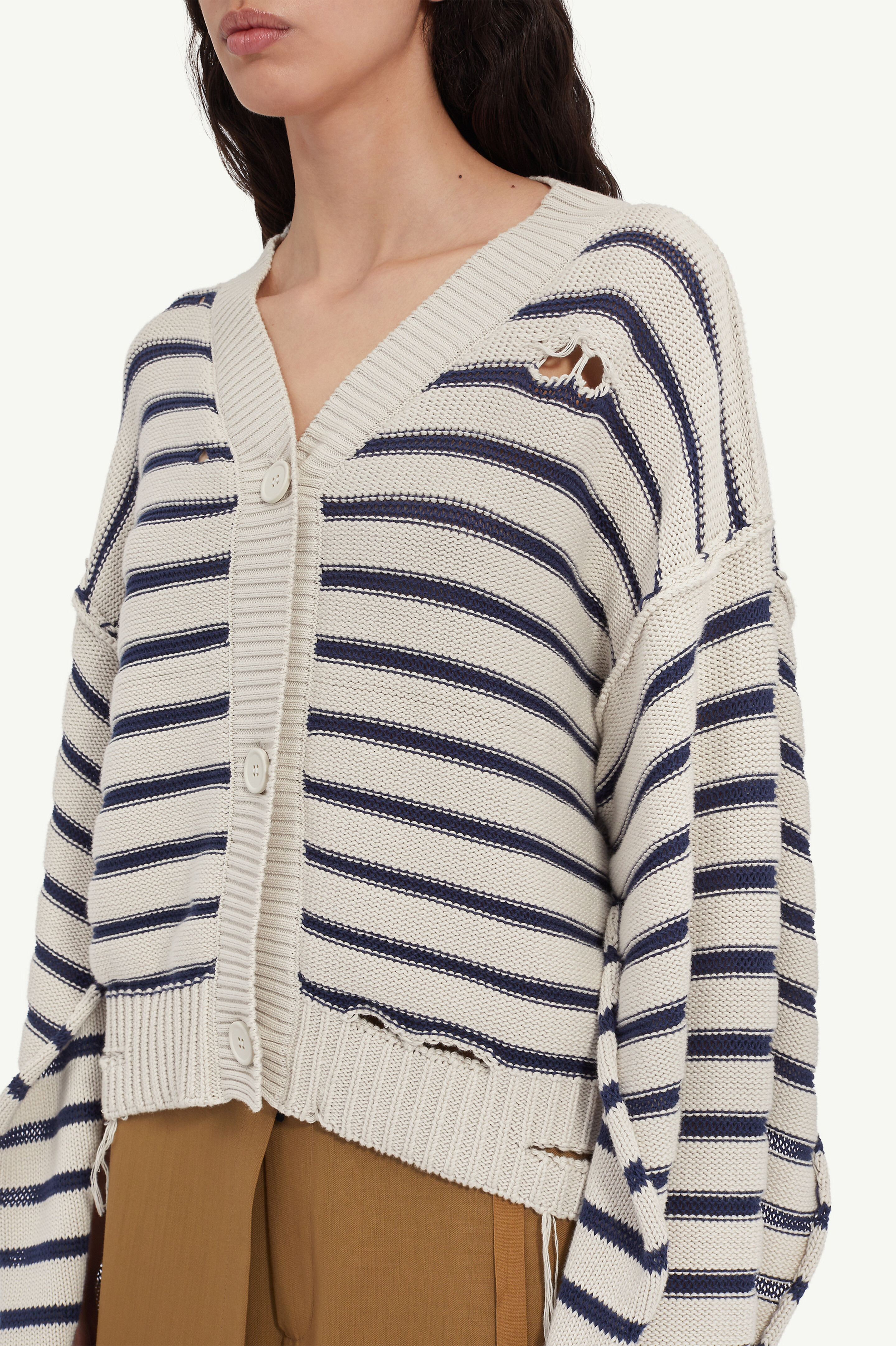 Maille Craie et bleu marine