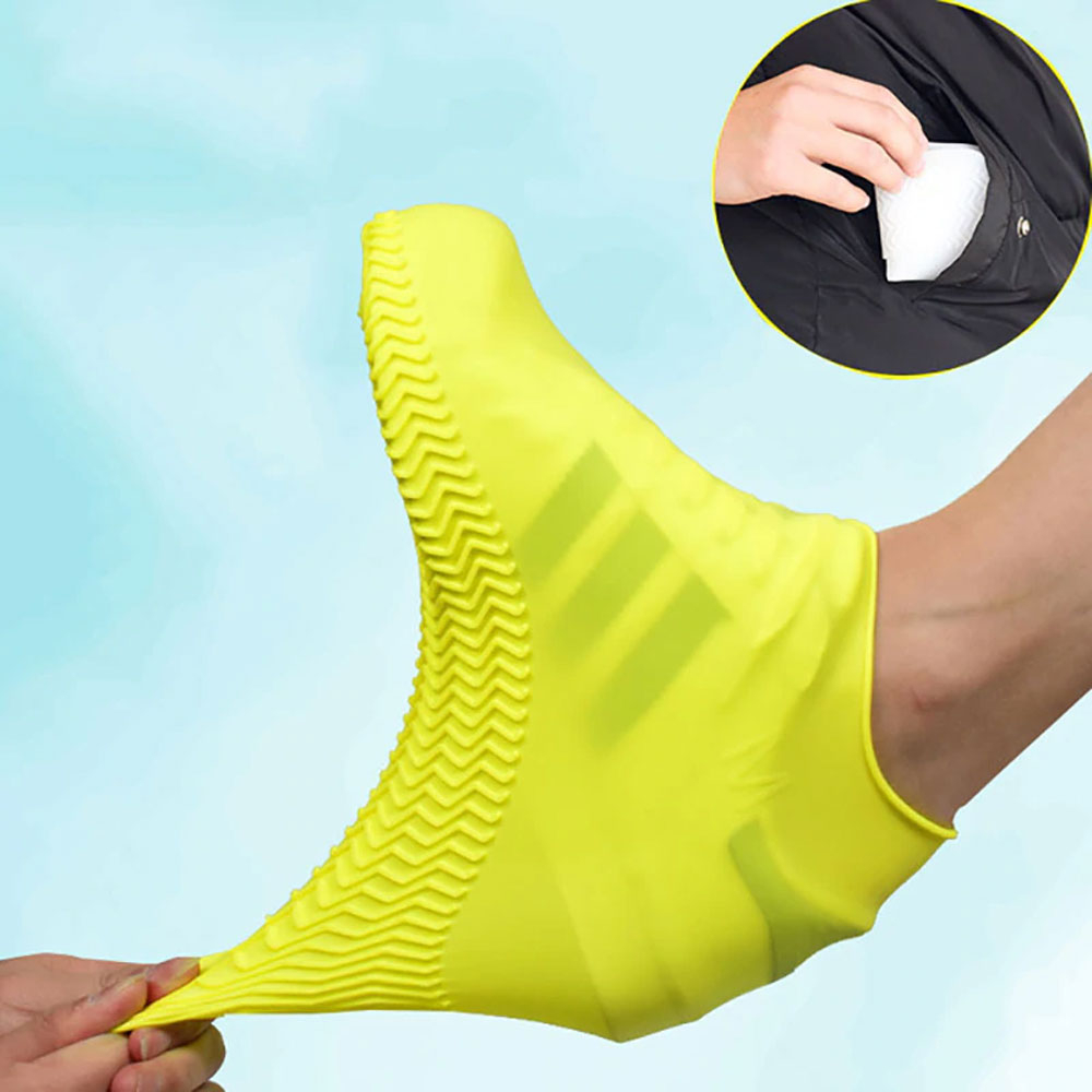 (1 Paar) Gr. M Wiederverwendbare Silikon Schuhabdeckung Schuhüberzug Wasserabweisend (Gr. 35-39) - Transparent