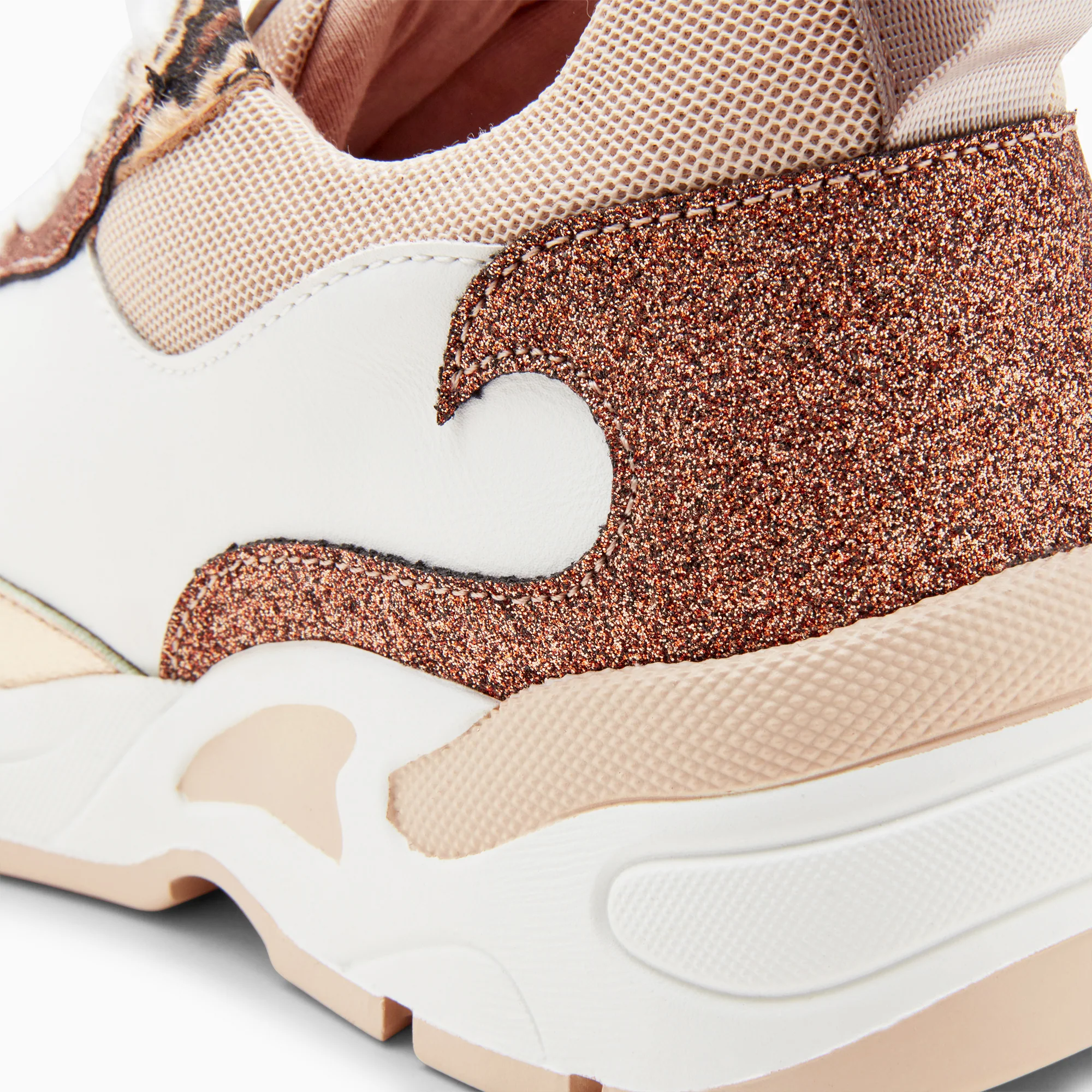 Sneakers-Baskets flamme Nora blanc et bronze