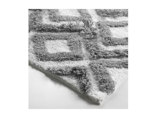Tapis de Bain 50 x 80 cm Ikatis Blanc/Gris - Coton Jacquard