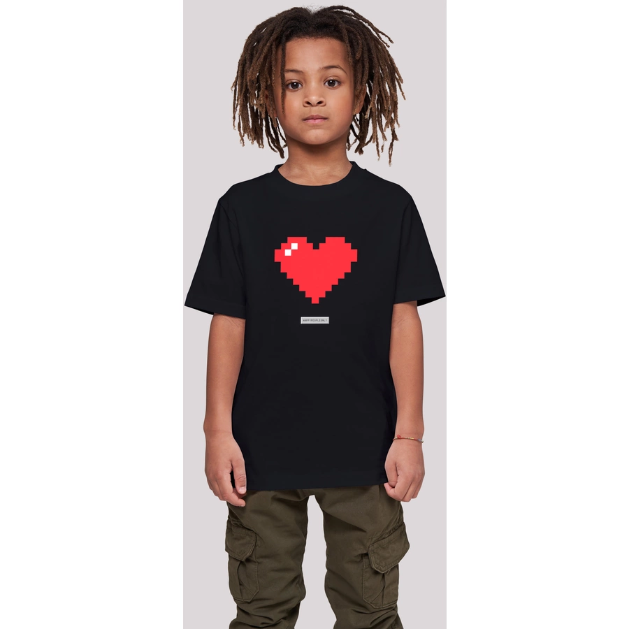 F4NT4STIC T-Shirt Pixel Herz Good Vibes Happy People schwarz