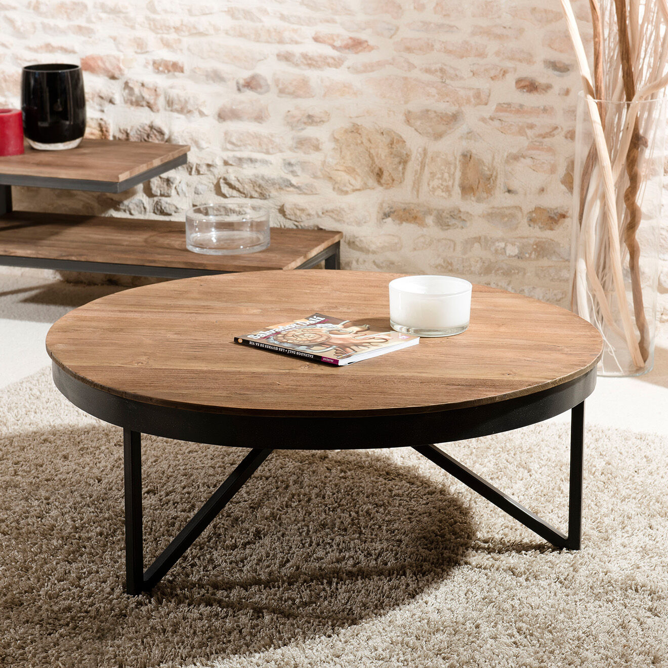 Macabane Table basse Léa marron - D.90xH.35 cm