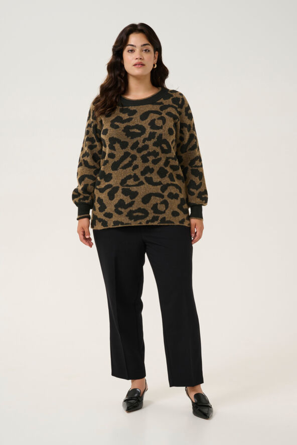 Kaffe Curve KCvilma Knit Pullover Brown/black animal pattern