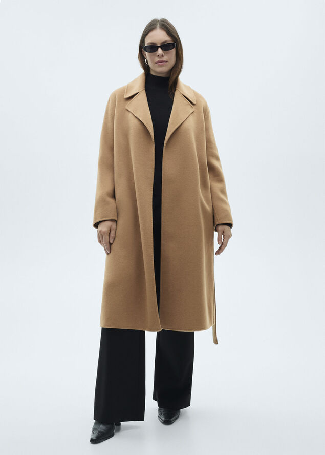 MANGO Belt handmade coat Medium brown