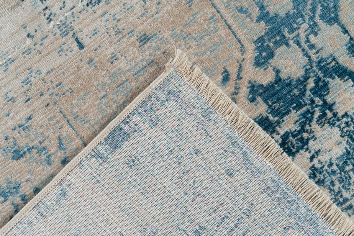 Kurzflorteppich DILAN 200 - blau-beige - 80x150 cm